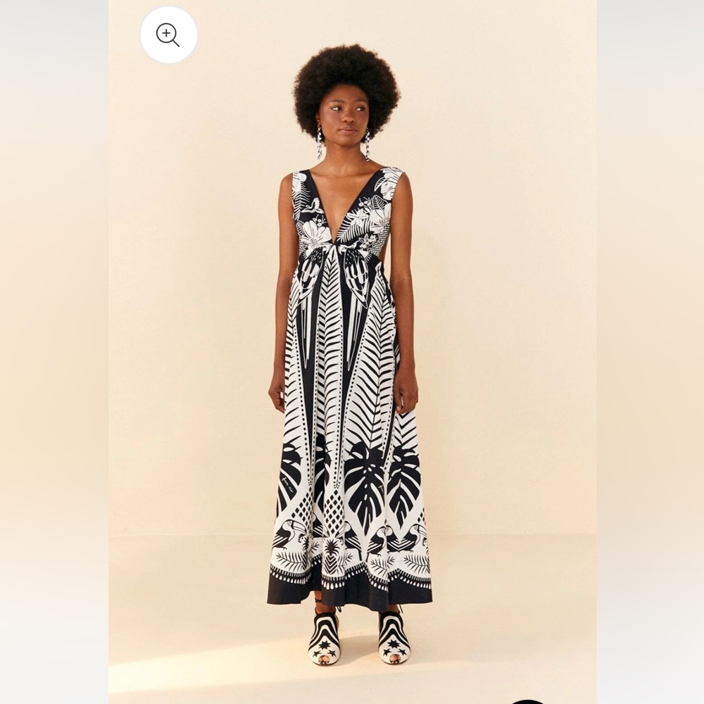 FarmRio Black Macaw Elegance Maci Dress